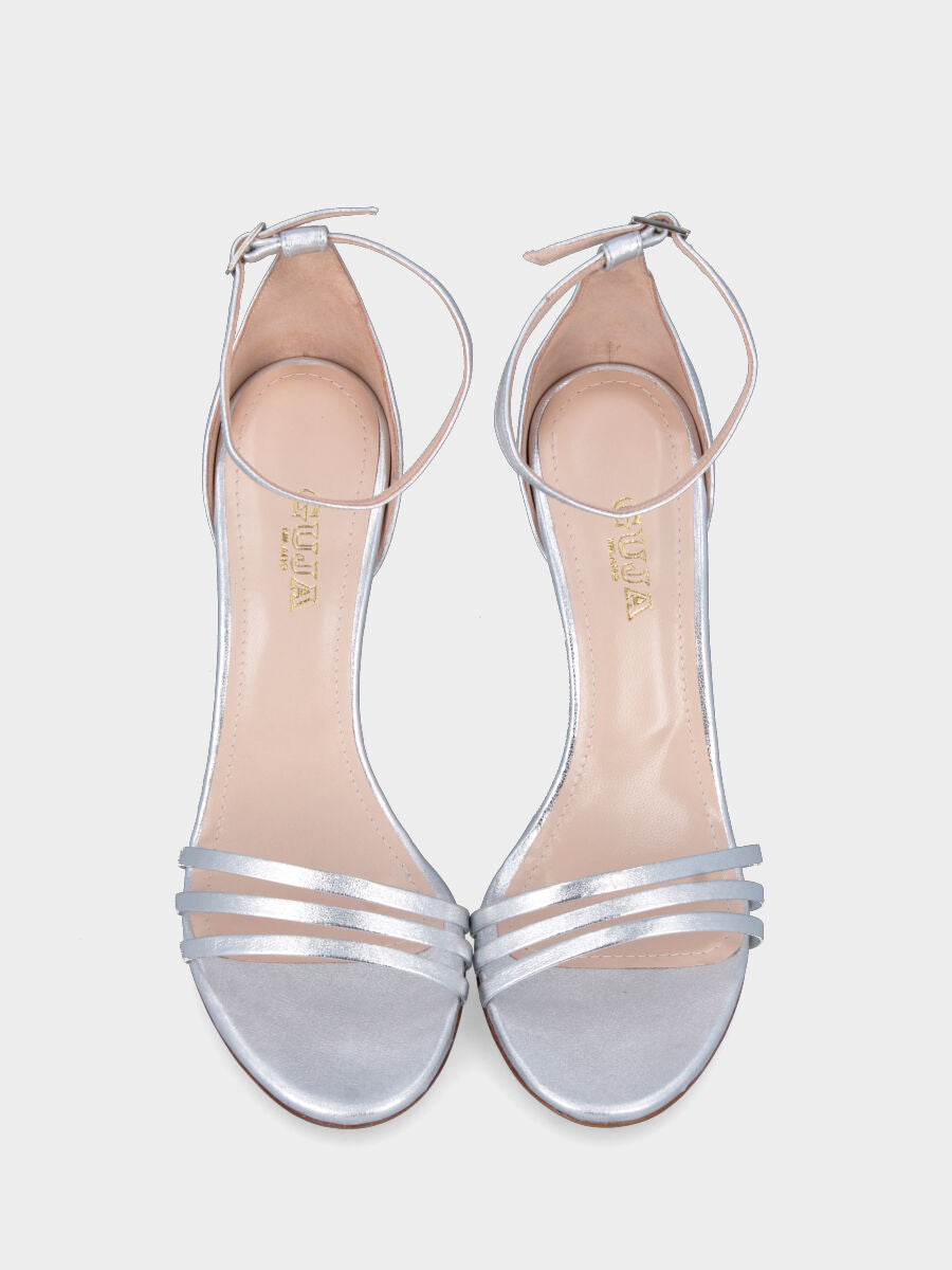 Sandalo laminato argento con listino triplo