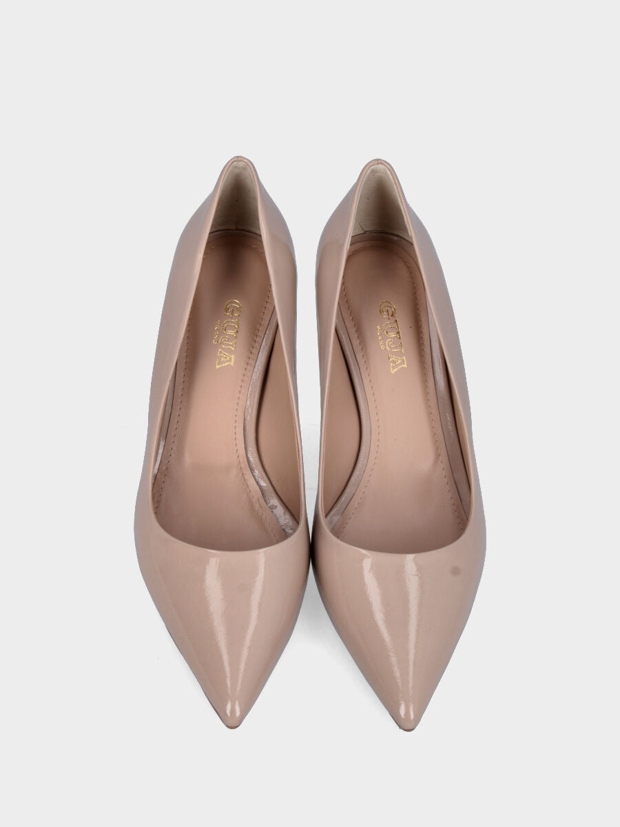 Escarpins beige en naplak avec talon creux