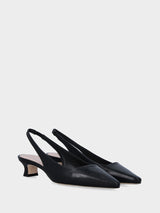 Slingback nera in pelle con scollo quadrato