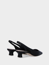 Slingback nera in pelle con scollo quadrato