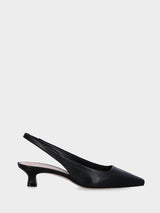 Slingback nera in pelle con scollo quadrato