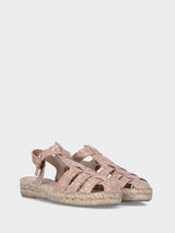 Espadrillas nude in glitter con fascette intrecciate