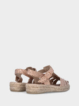 Espadrillas nude in glitter con fascette intrecciate