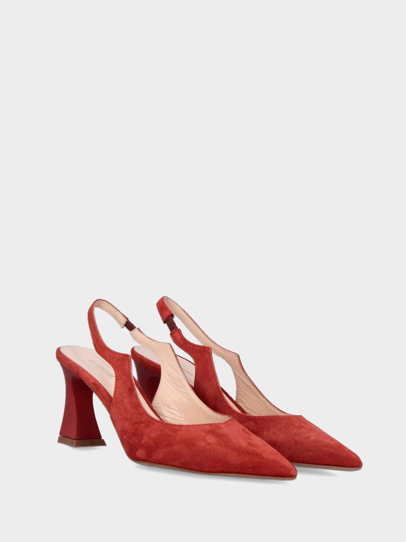 Slingback rossa in pelle con tomaia irregolare