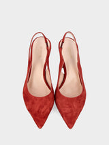 Slingback rossa in pelle con tomaia irregolare