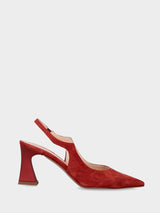 Slingback rossa in pelle con tomaia irregolare