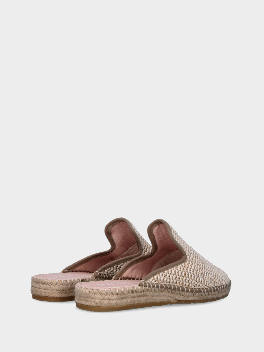 Sabot beige in rafia con zeppa in corda