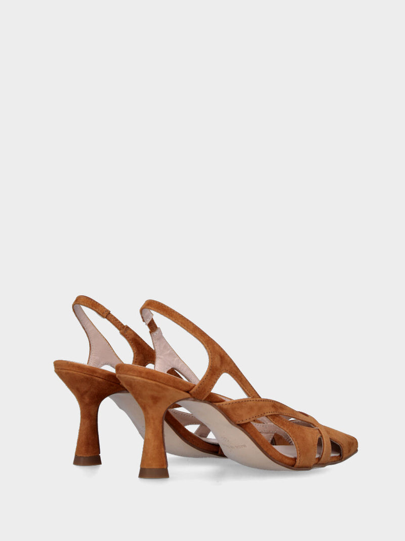 Slingback cuoio in pelle con aperture