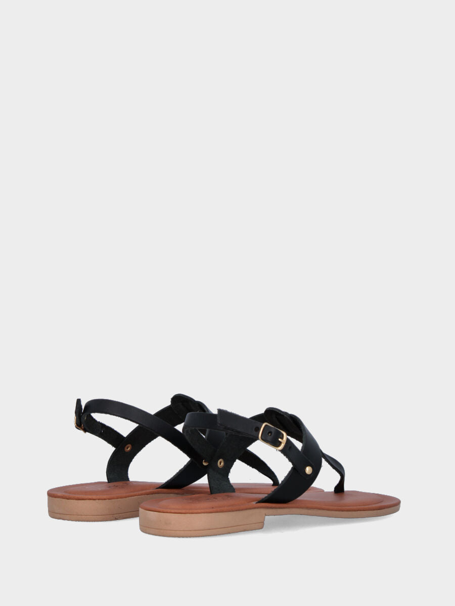 Black leather flip flop sandal