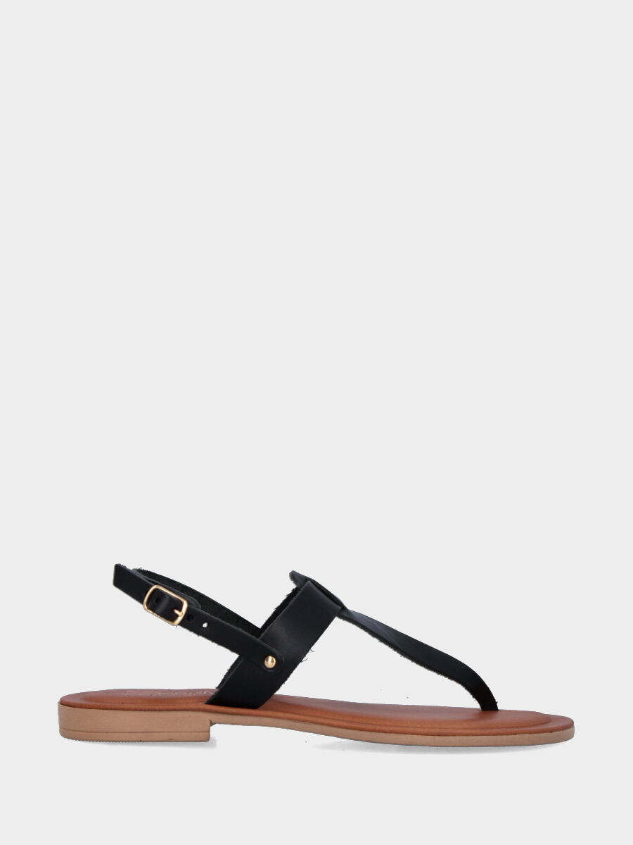 Black leather flip flop sandal