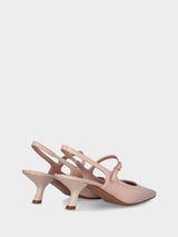 Slingback nude in naplak a punta quadratina con cinturino