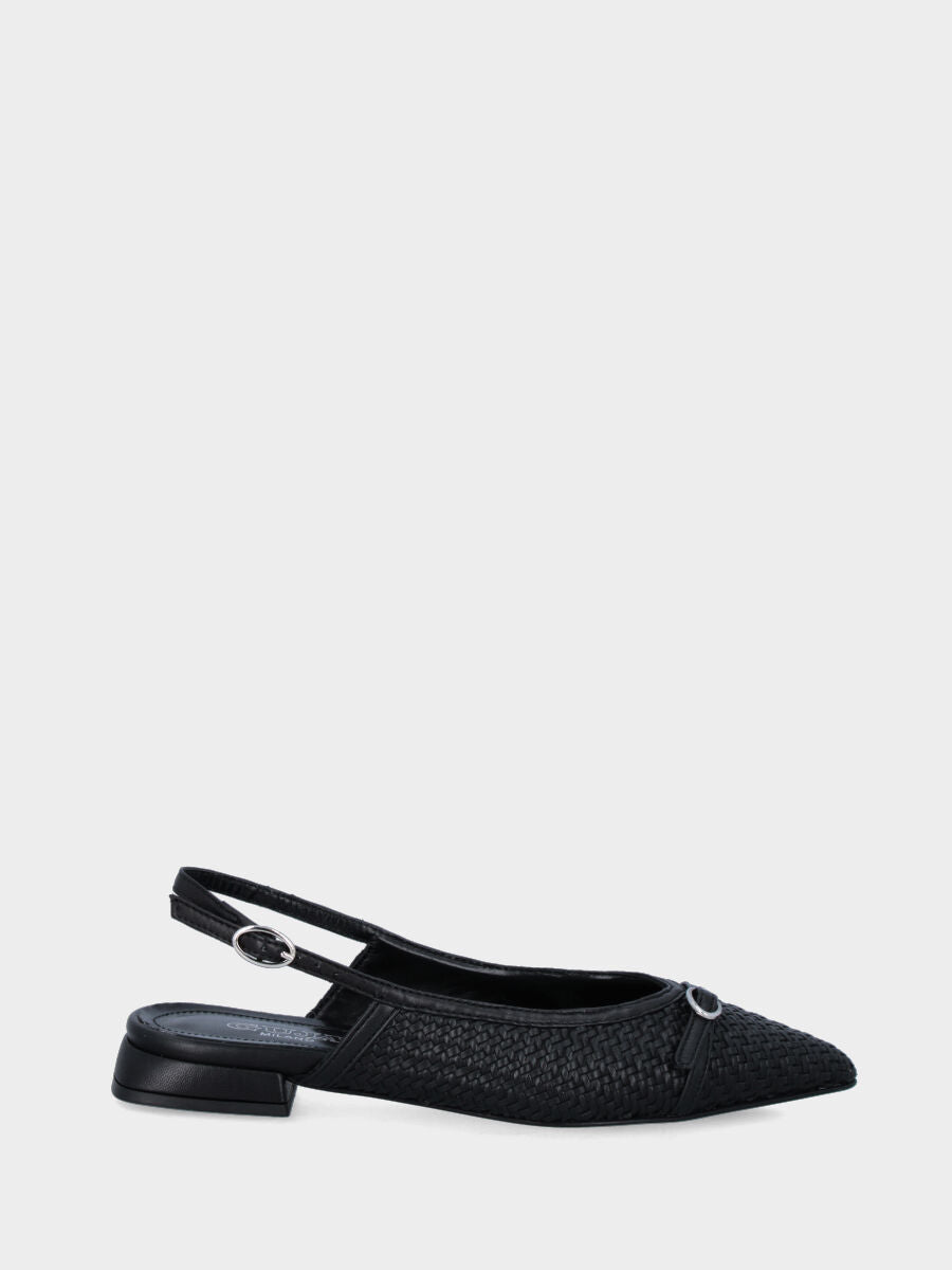 Schwarzer Slingback aus geflochtenem Leder mit Riemchen