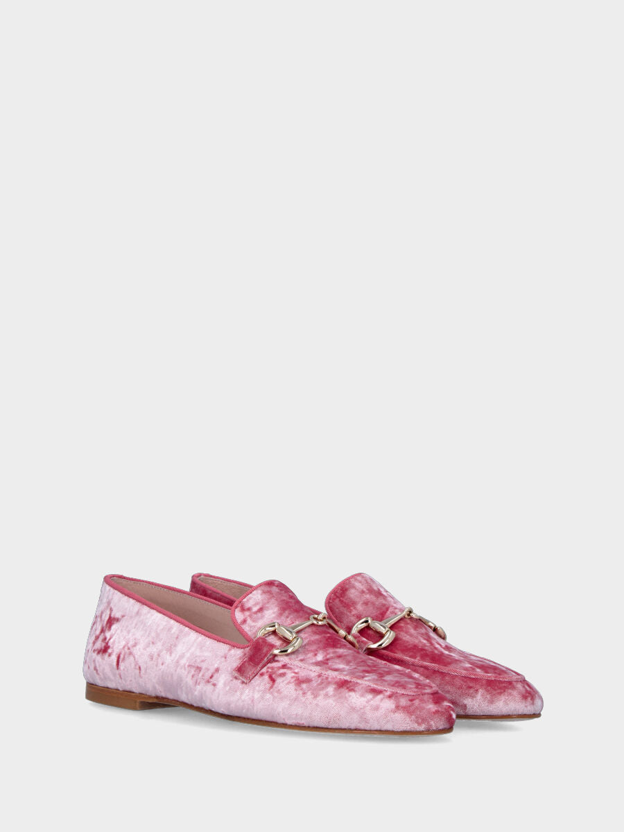 Mocassin rose en tissu avec morsetto