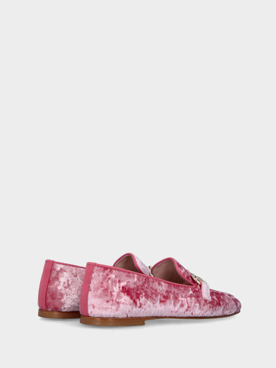 Mocassin rose en tissu avec morsetto