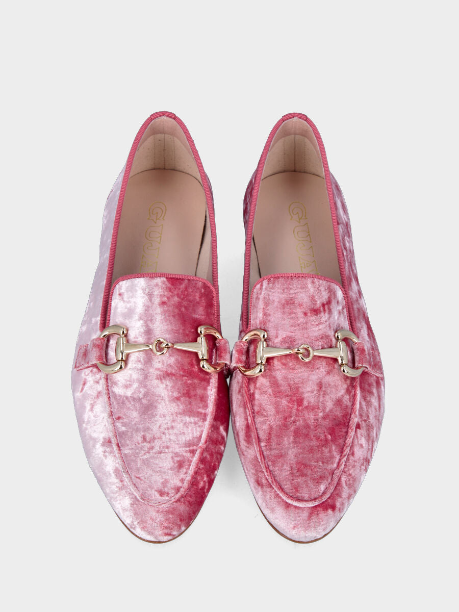Mocassin rose en tissu avec morsetto