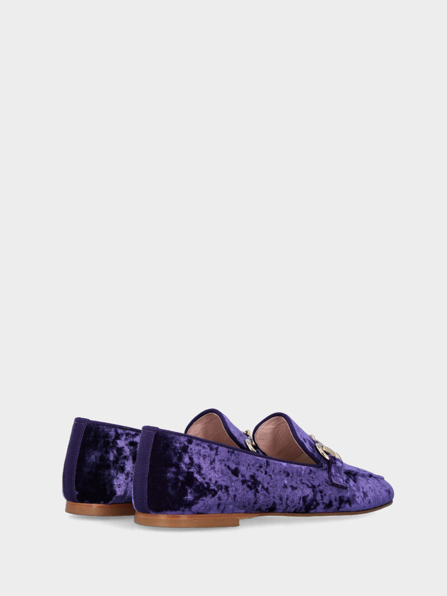 Mocassin violet en tissu avec morsetto