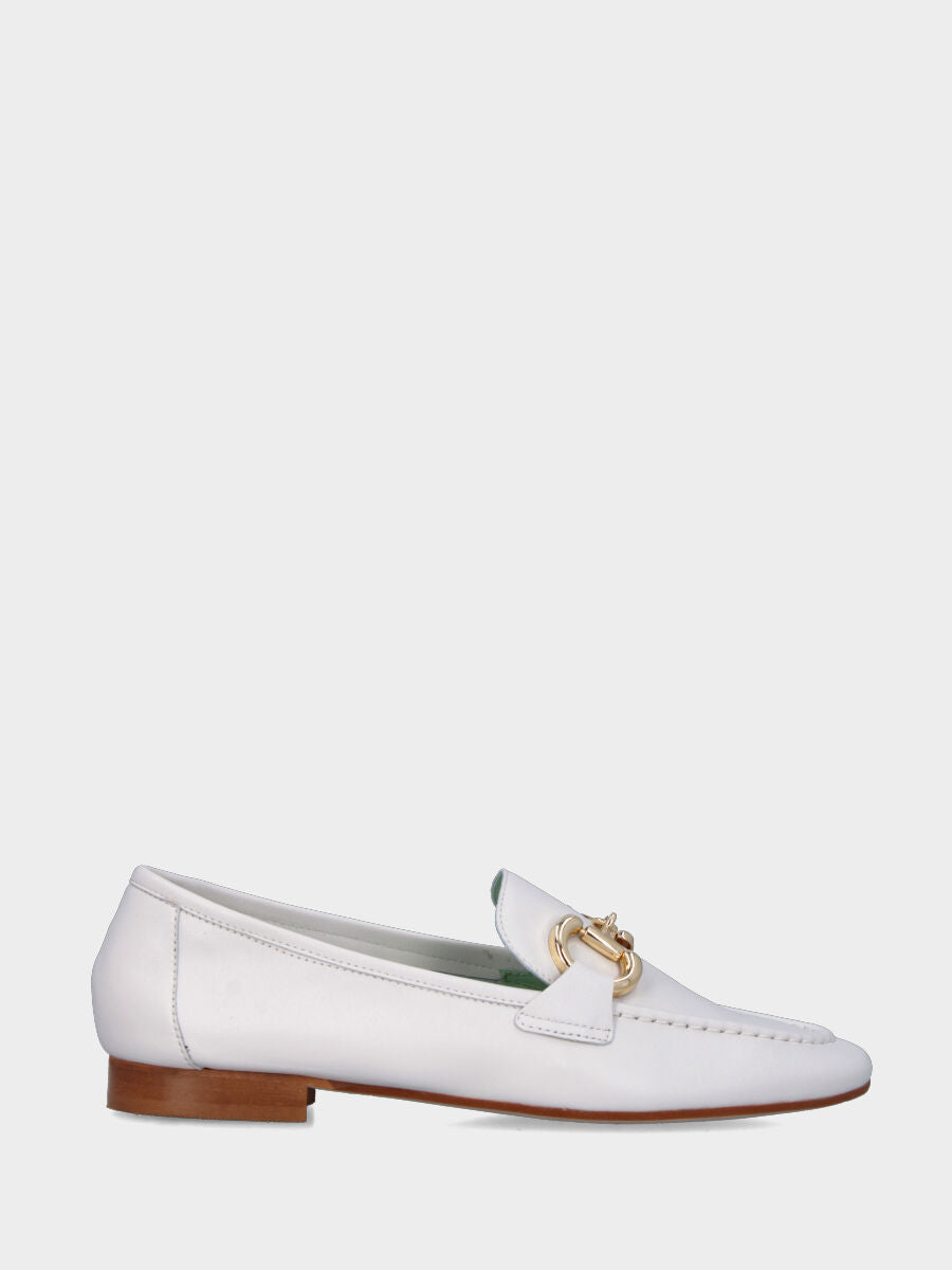 Mocassino in nappa bianca con morsetto e bordo cucito adler