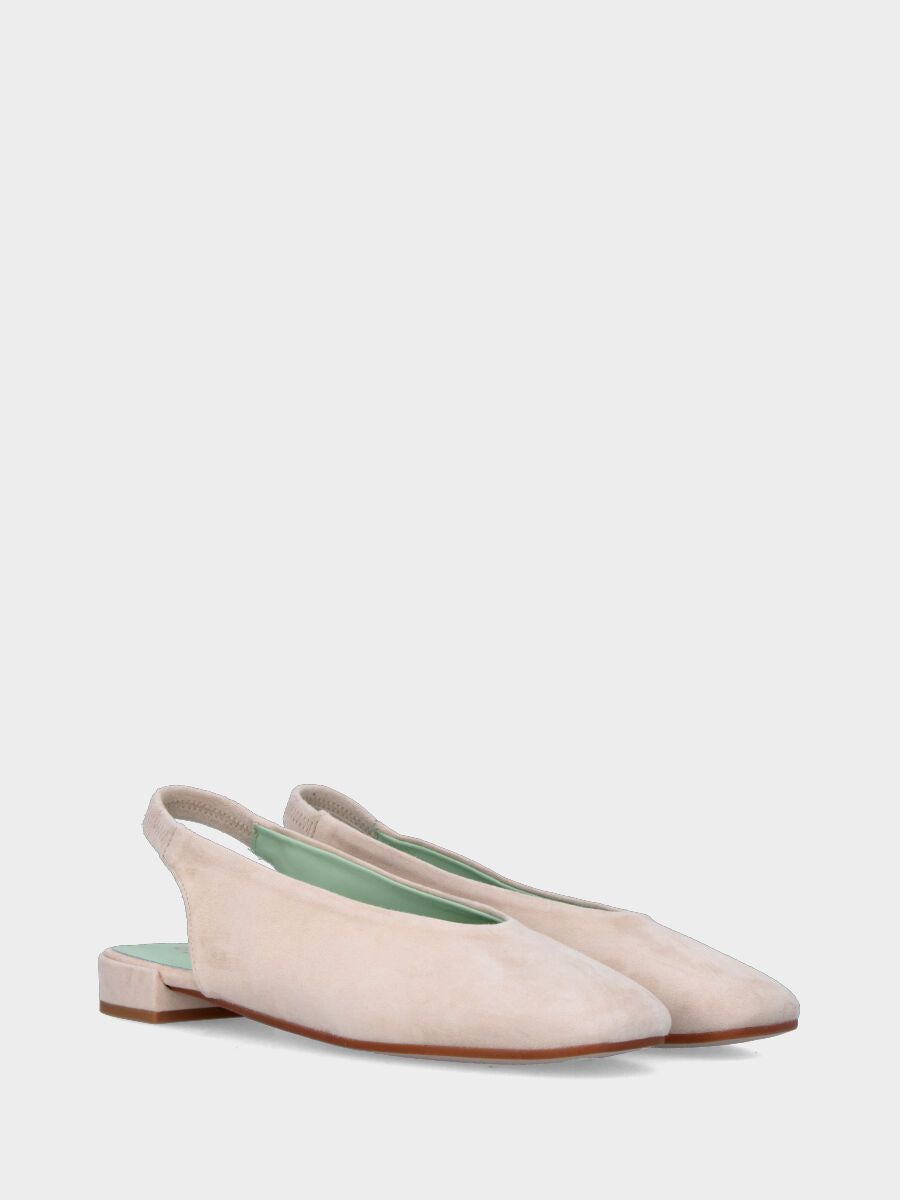 Slingback in camoscio nude con tacco a blocco