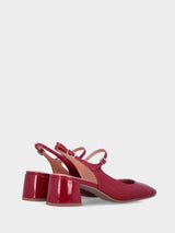 Slingback in vernice rossa con cinturino sul collo del piede