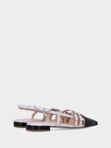 Slingback in verlux bicolore nero e bianco con cinturini