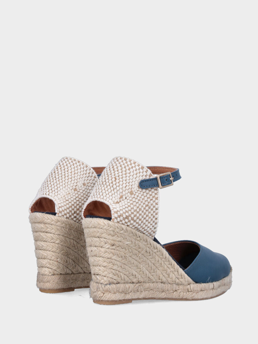 Campesina in nappa azzurra con zeppa e platform