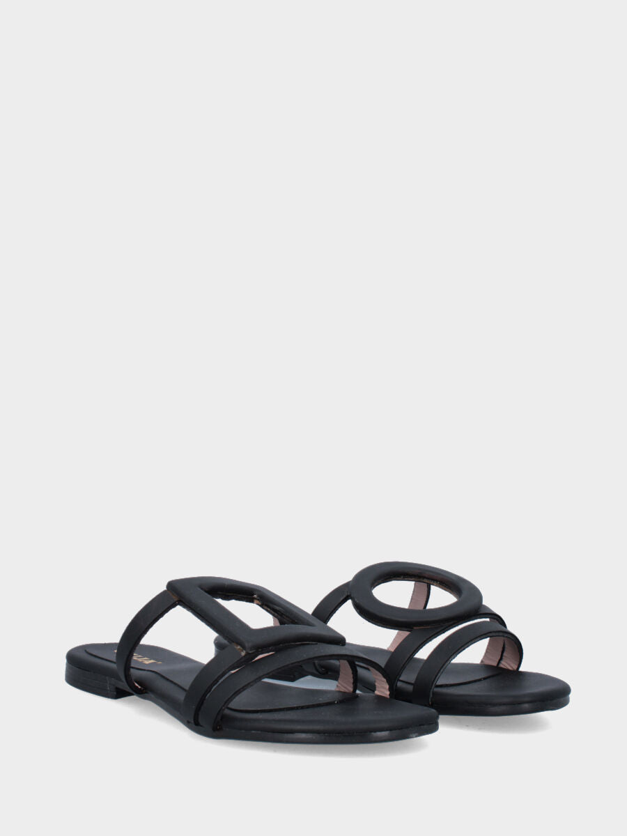 Sandalo monoblocco in vitello rosso con fascia ripiegata
