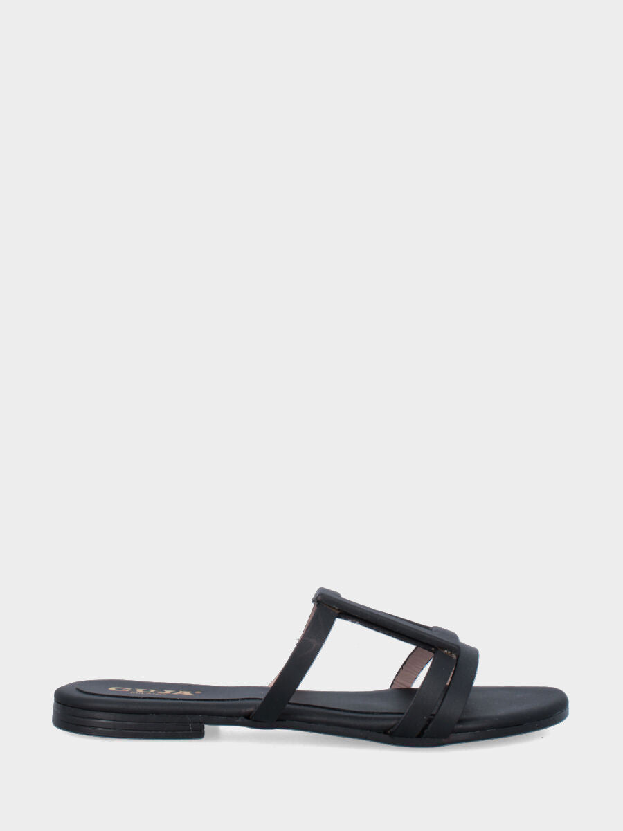 Sandalo monoblocco in vitello rosso con fascia ripiegata