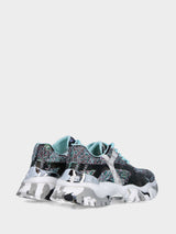 Sneaker in tessuto nero con cristalli e dettagli fantasia