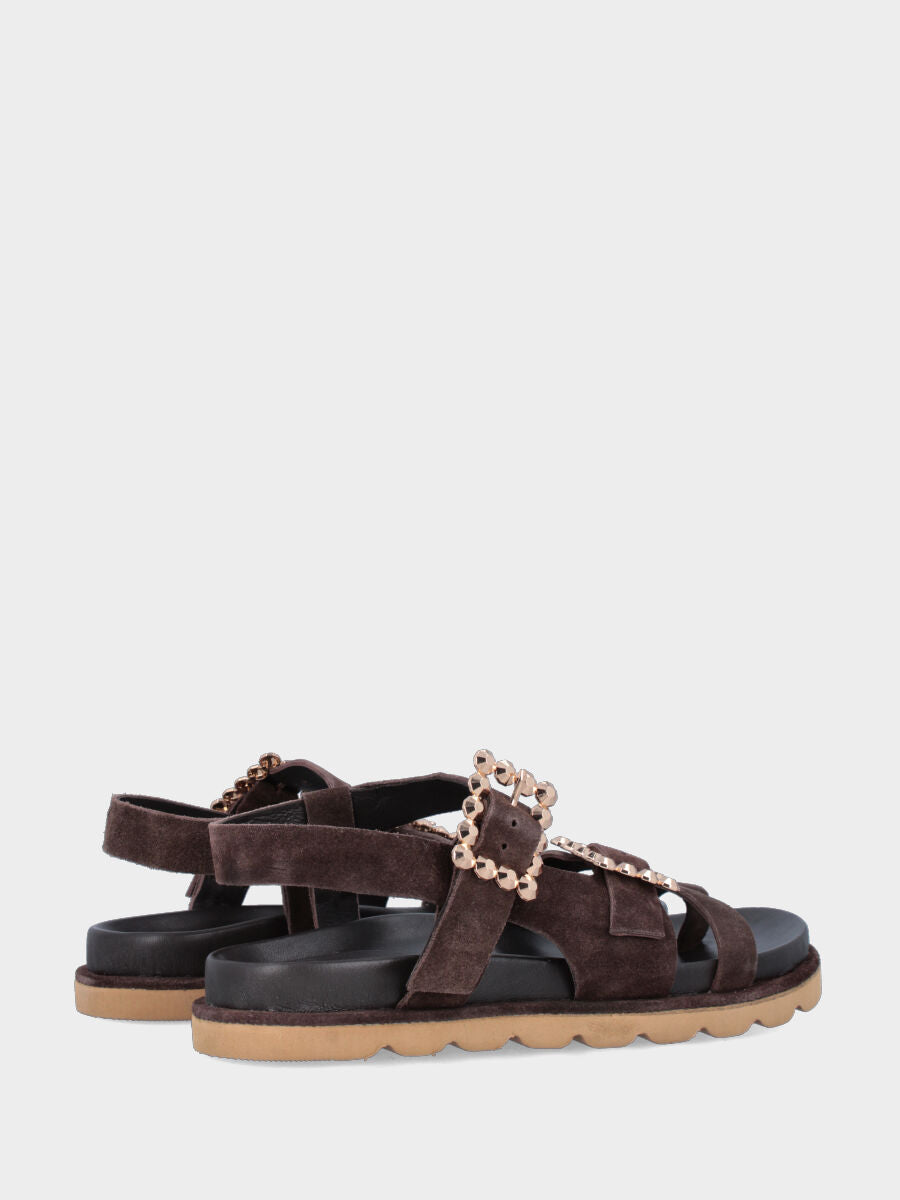 Sandalo monoblocco in vitello rosso con fascia ripiegata