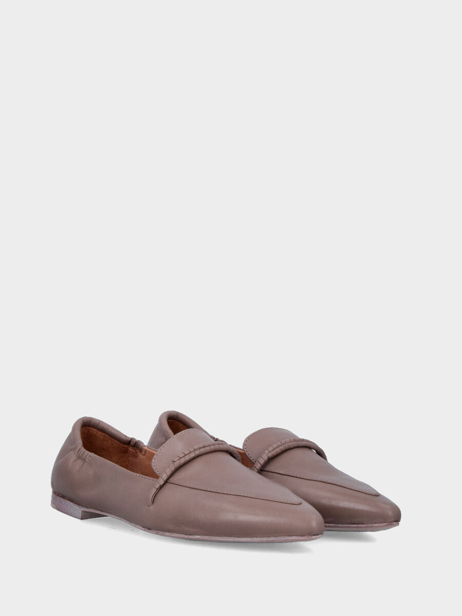 Mocassin plat en nappa fango avec lanière torsadée