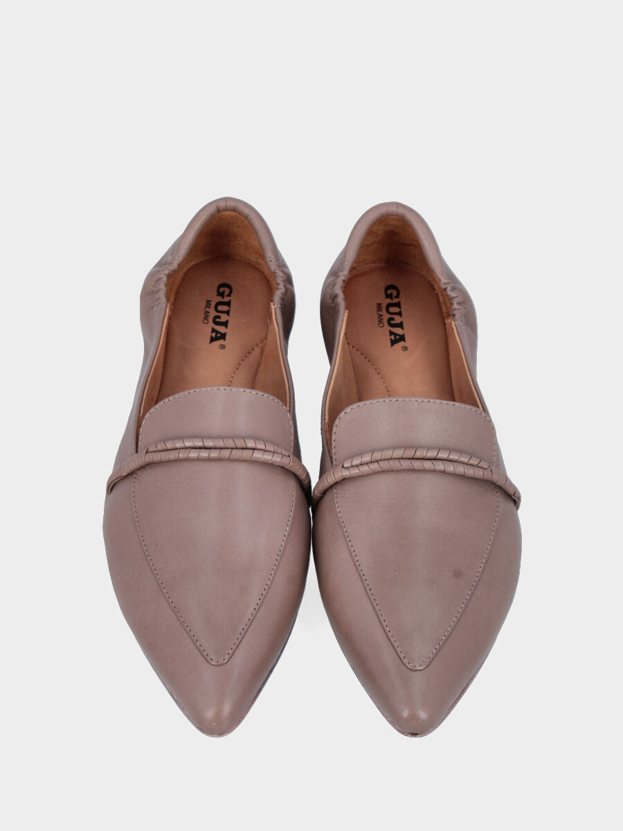 Mocassin plat en nappa fango avec lanière torsadée