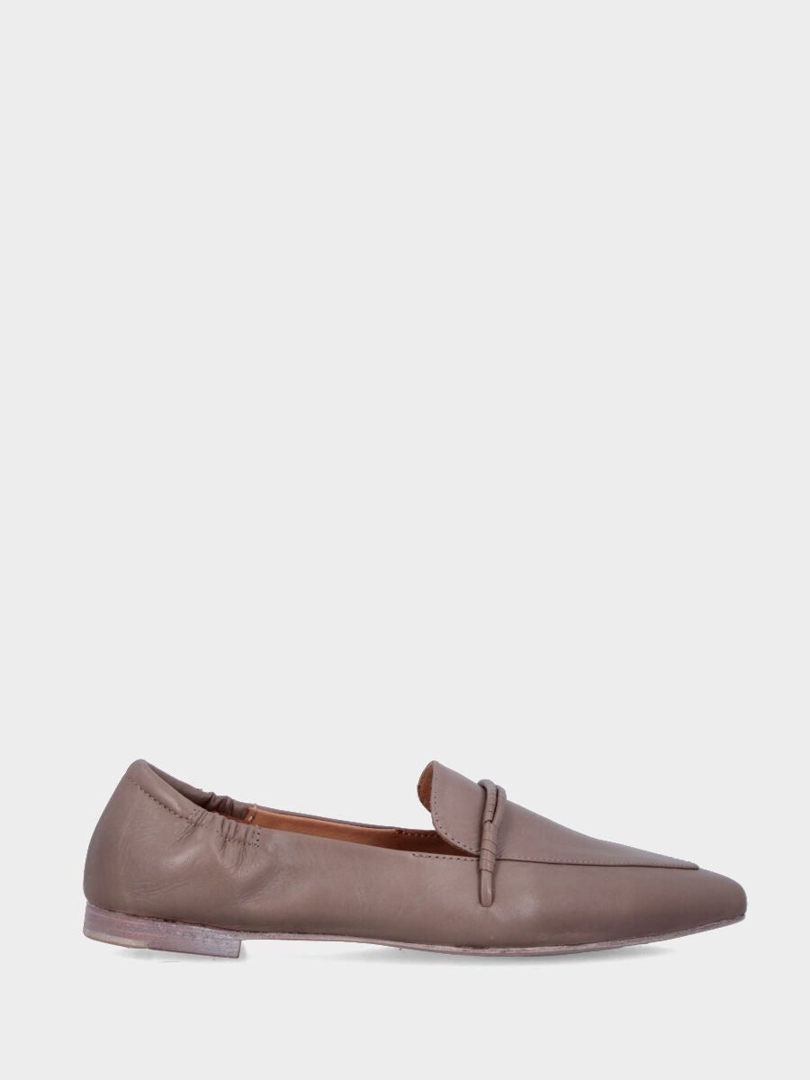 Mocassin plat en nappa fango avec lanière torsadée