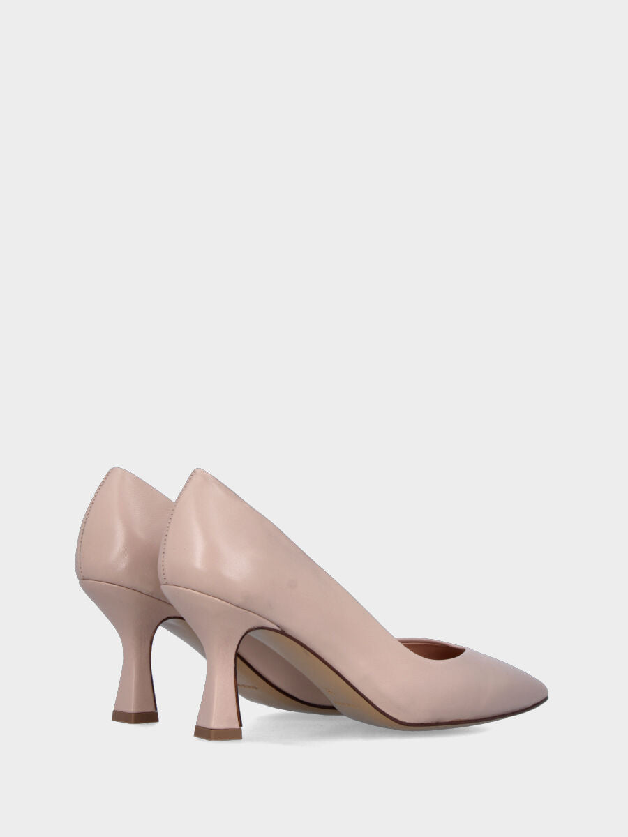 Slingback in nappa nude con tacco a coda 70mm e cucitura a sacchetto