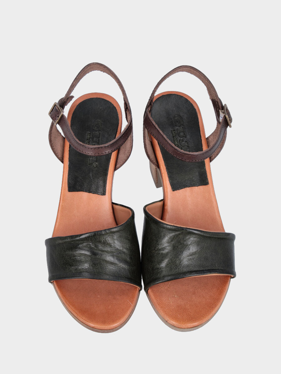Sandalo monoblocco in vitello rosso con fascia ripiegata