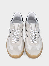Sneaker in nappa e velour bianco con profilo nero