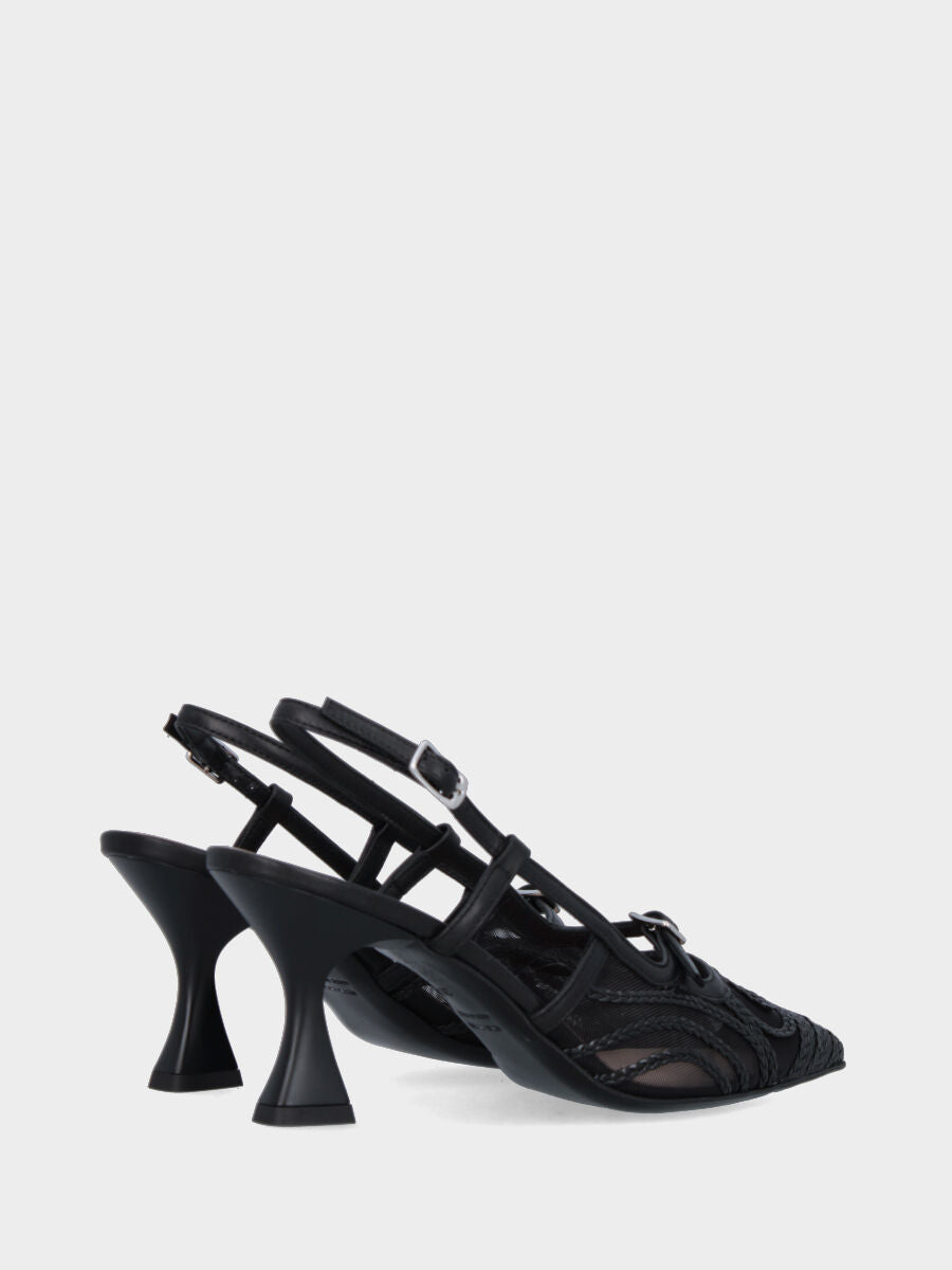 stivaletto tacco 90mm largo con plateau di 40mm, punta quadrata stondata, con bordatura lungo la vaschetta e cerniera lato interno, suola in cuoio