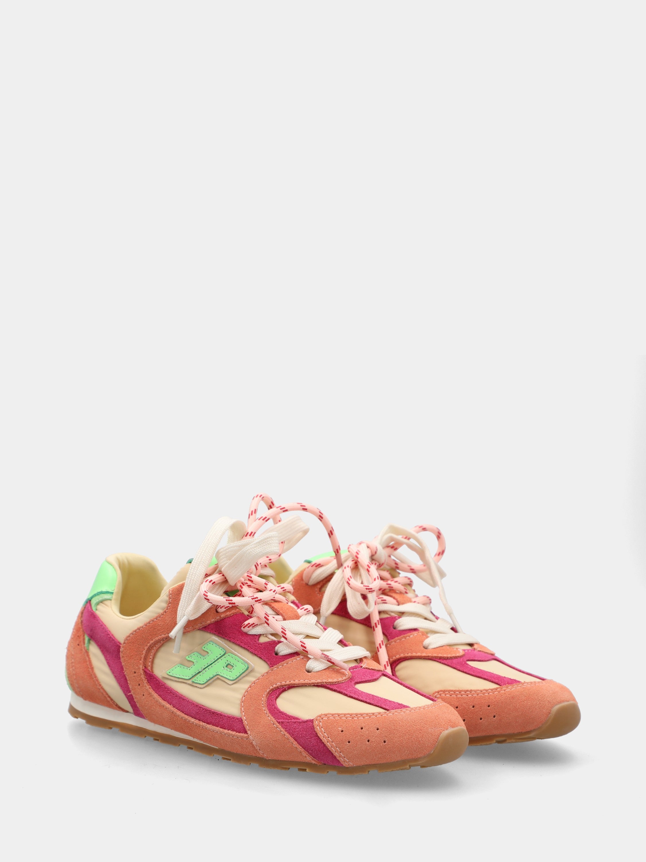 Baskets de course en suède multicolore avec doubles lacets