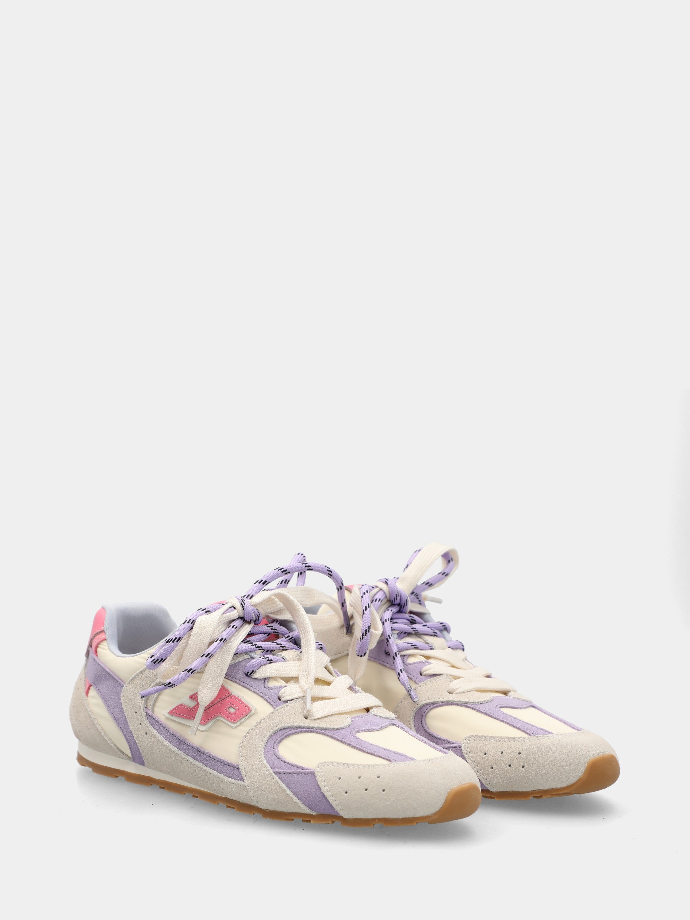 Baskets de course en suède multicolore avec doubles lacets