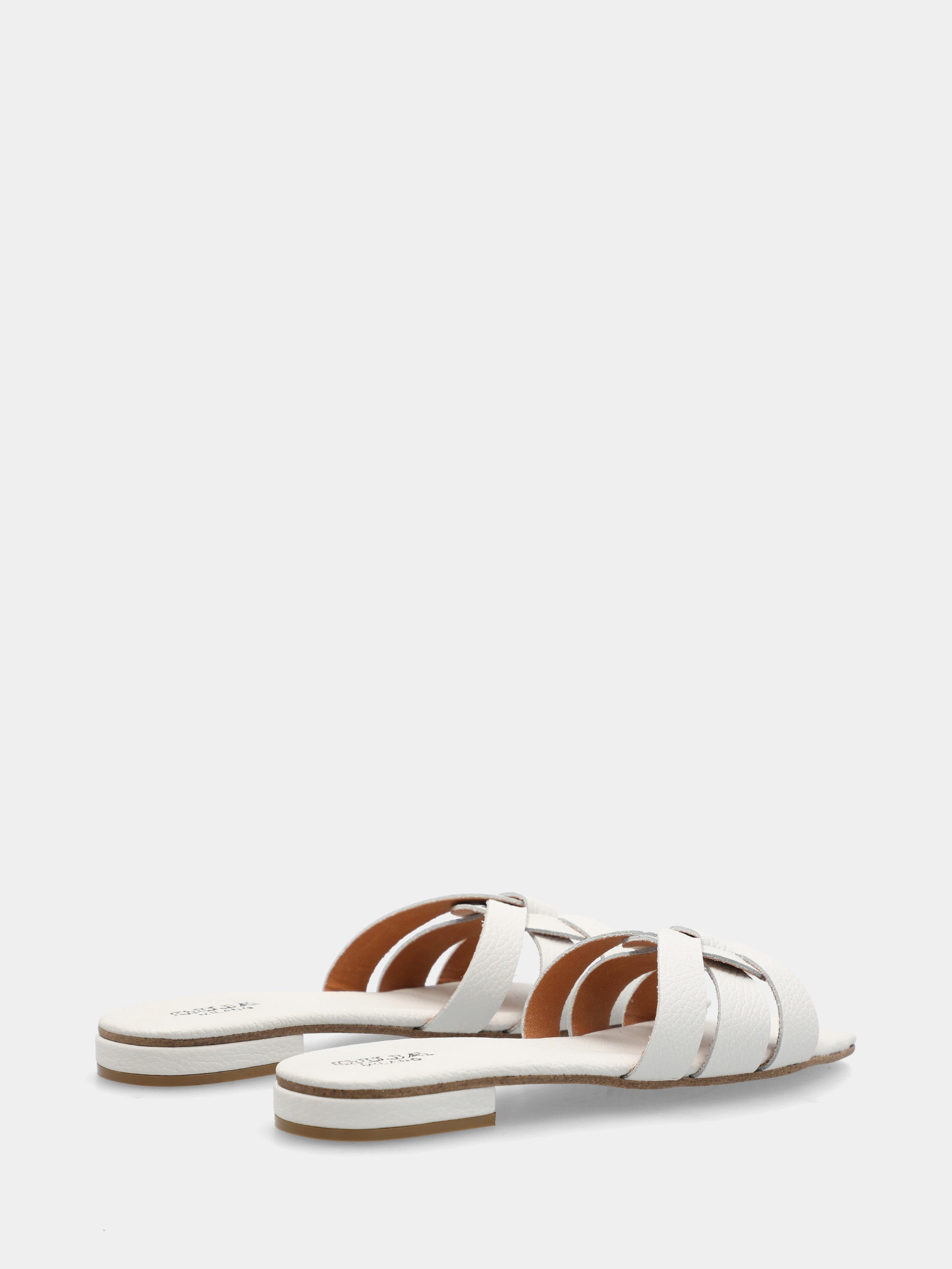 White calfskin slipper with braided straps and square toe