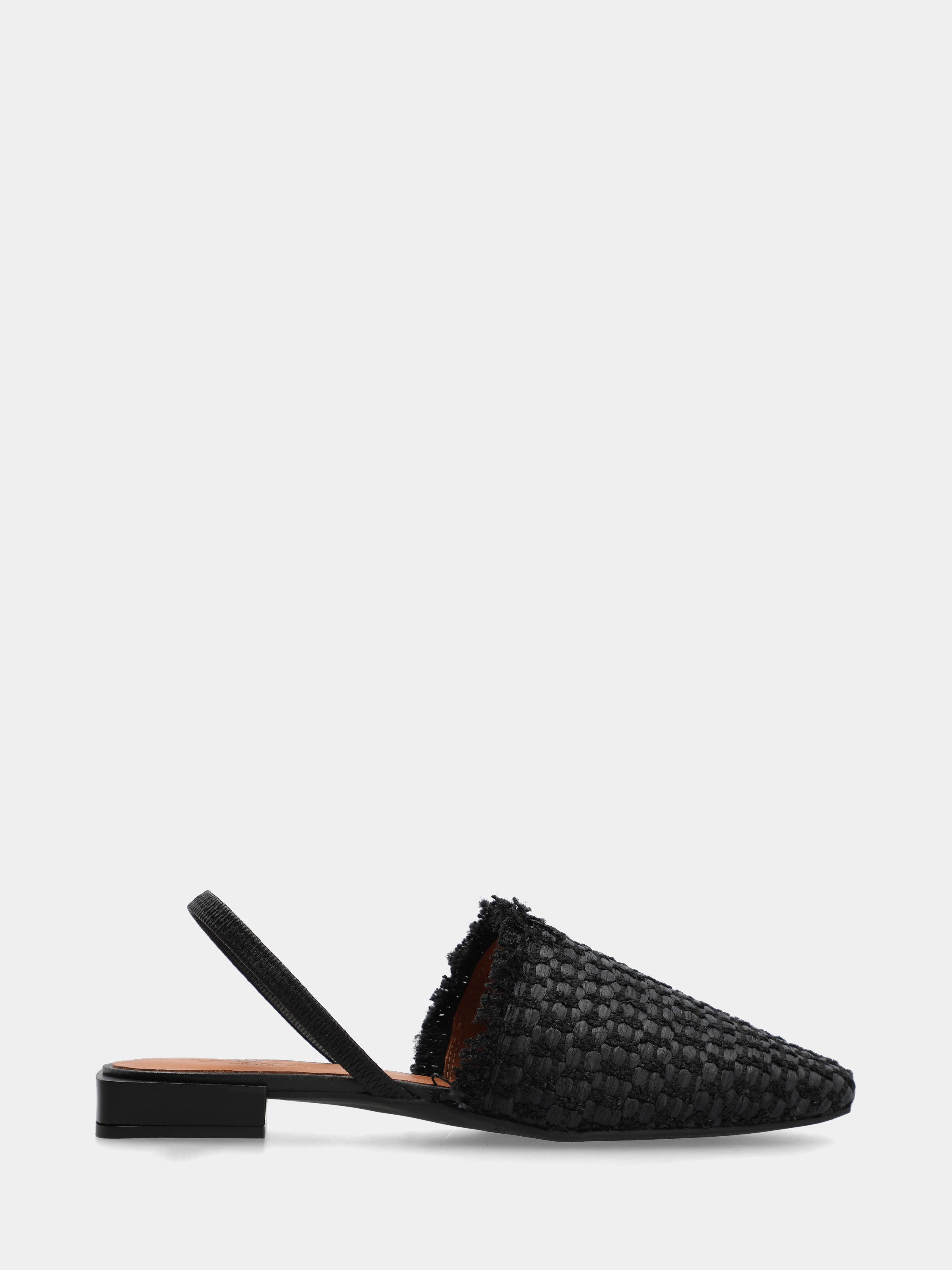 Sabot aus schwarzer Raffia mit elastischem Fersenband