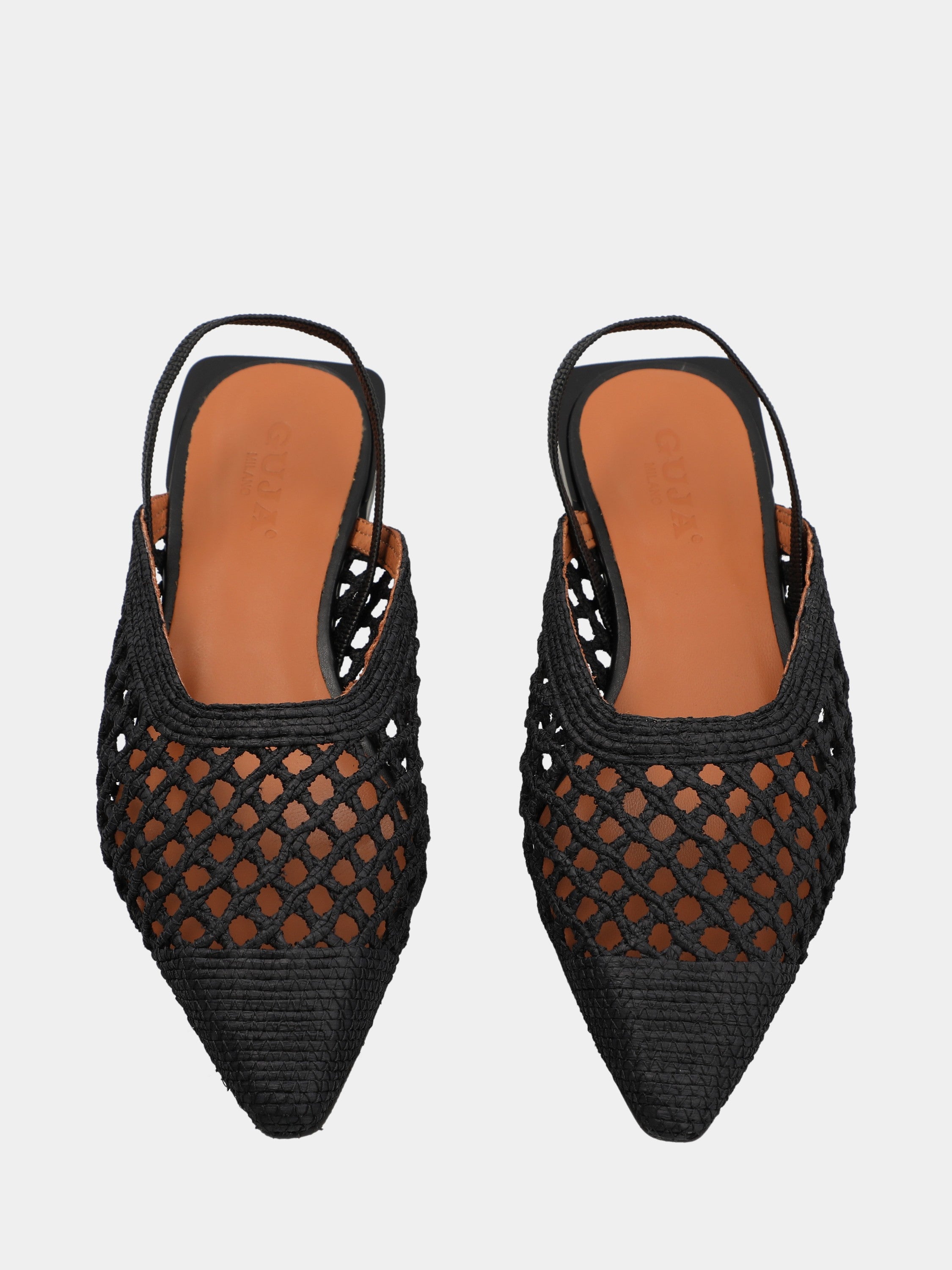 Black woven fabric clog with elastic and square toe