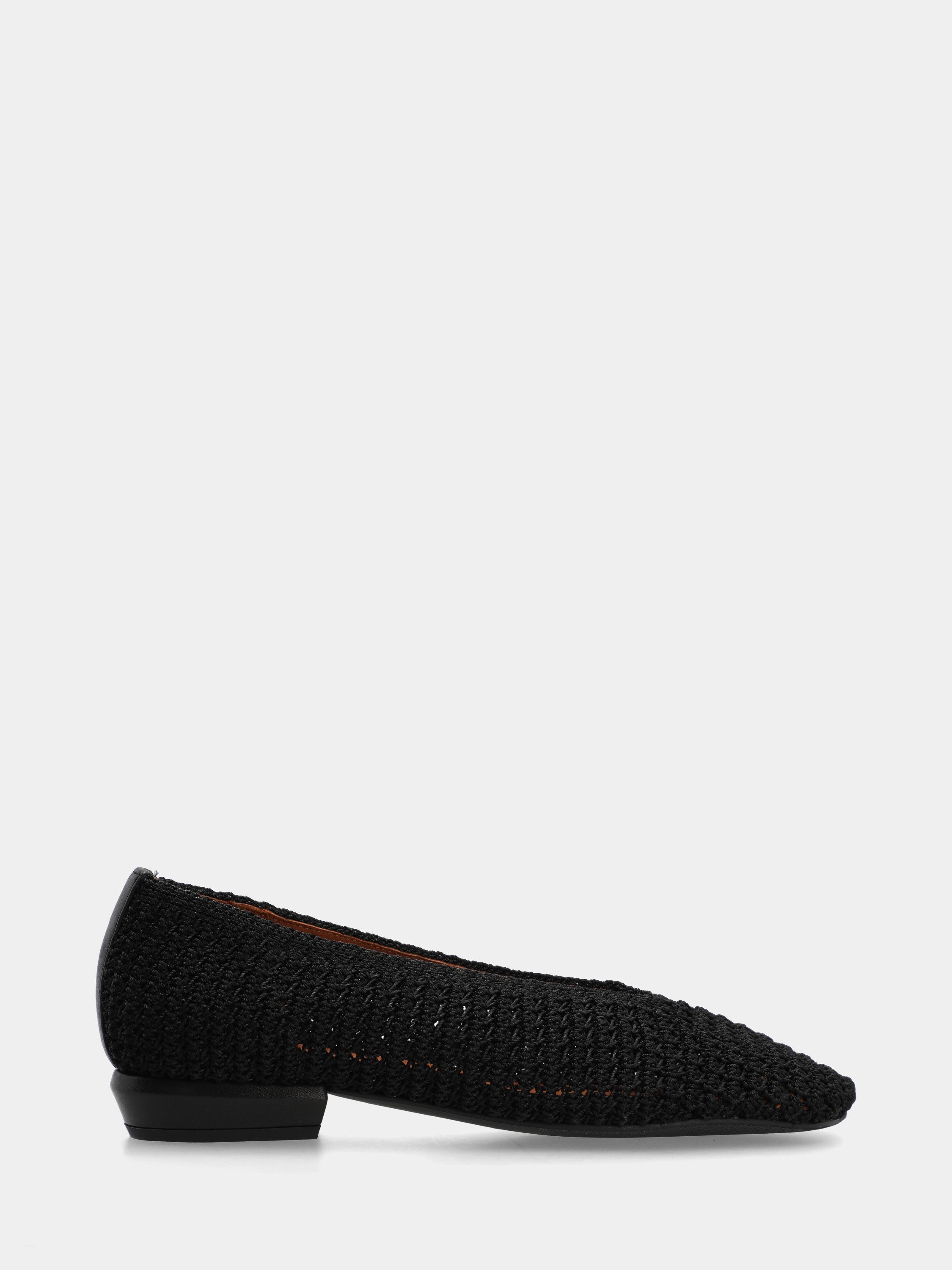Ballerine en tissu tressé noir avec bout rond