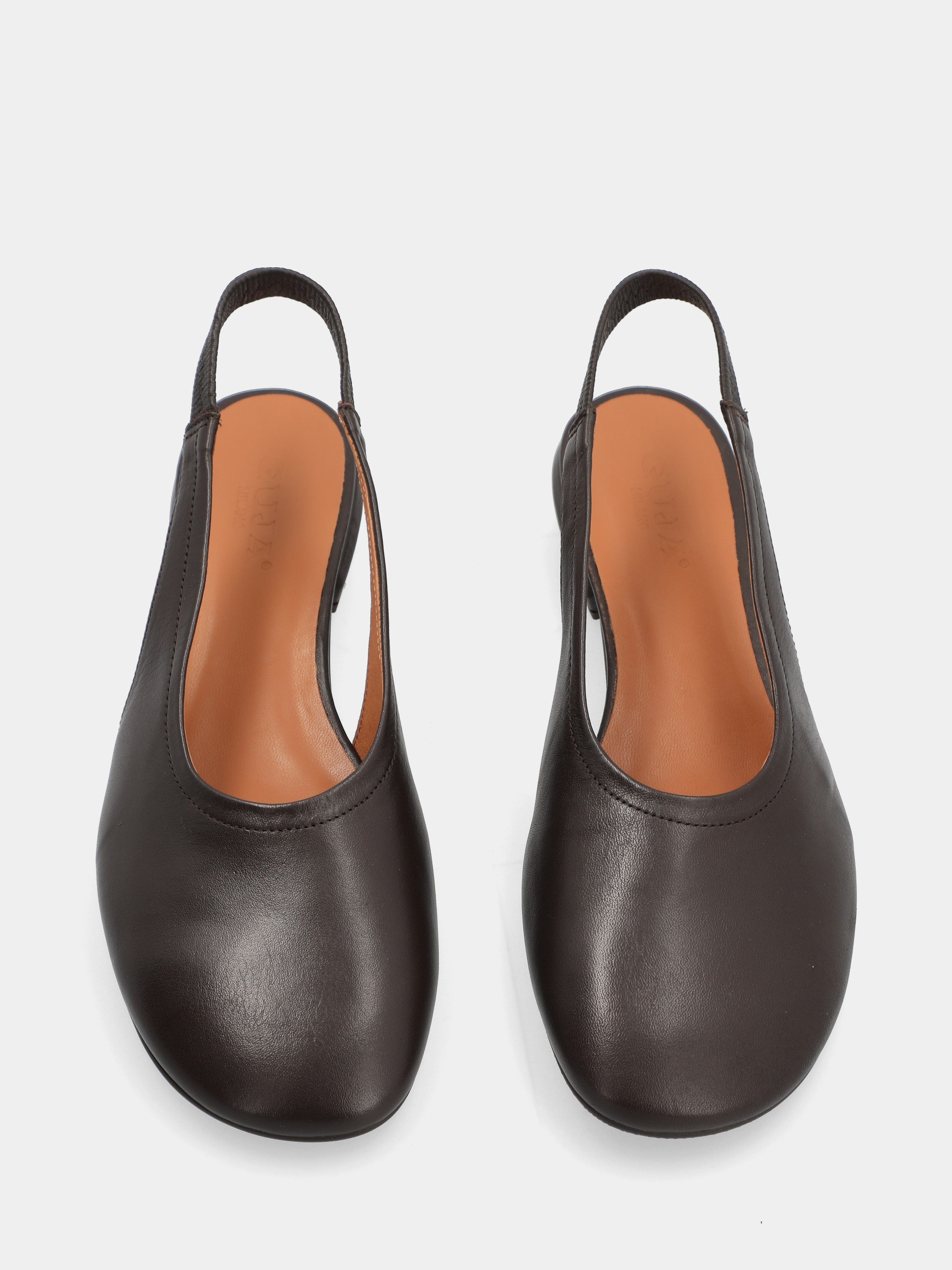 Slingback in vitello testa di moro con tacco a blocco
