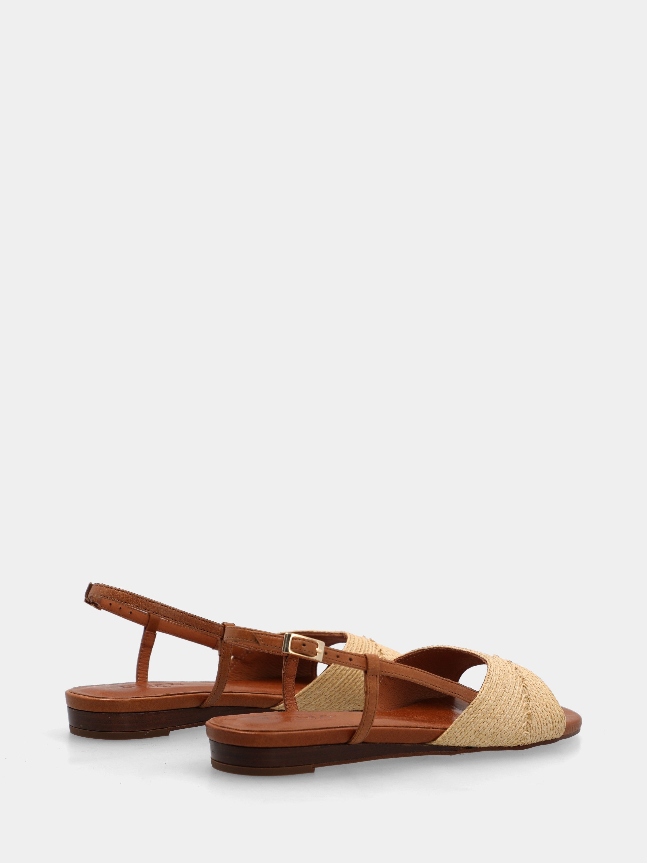 Sandalen aus beiger Raffia mit Keilabsatz und geflochtenem Riemen