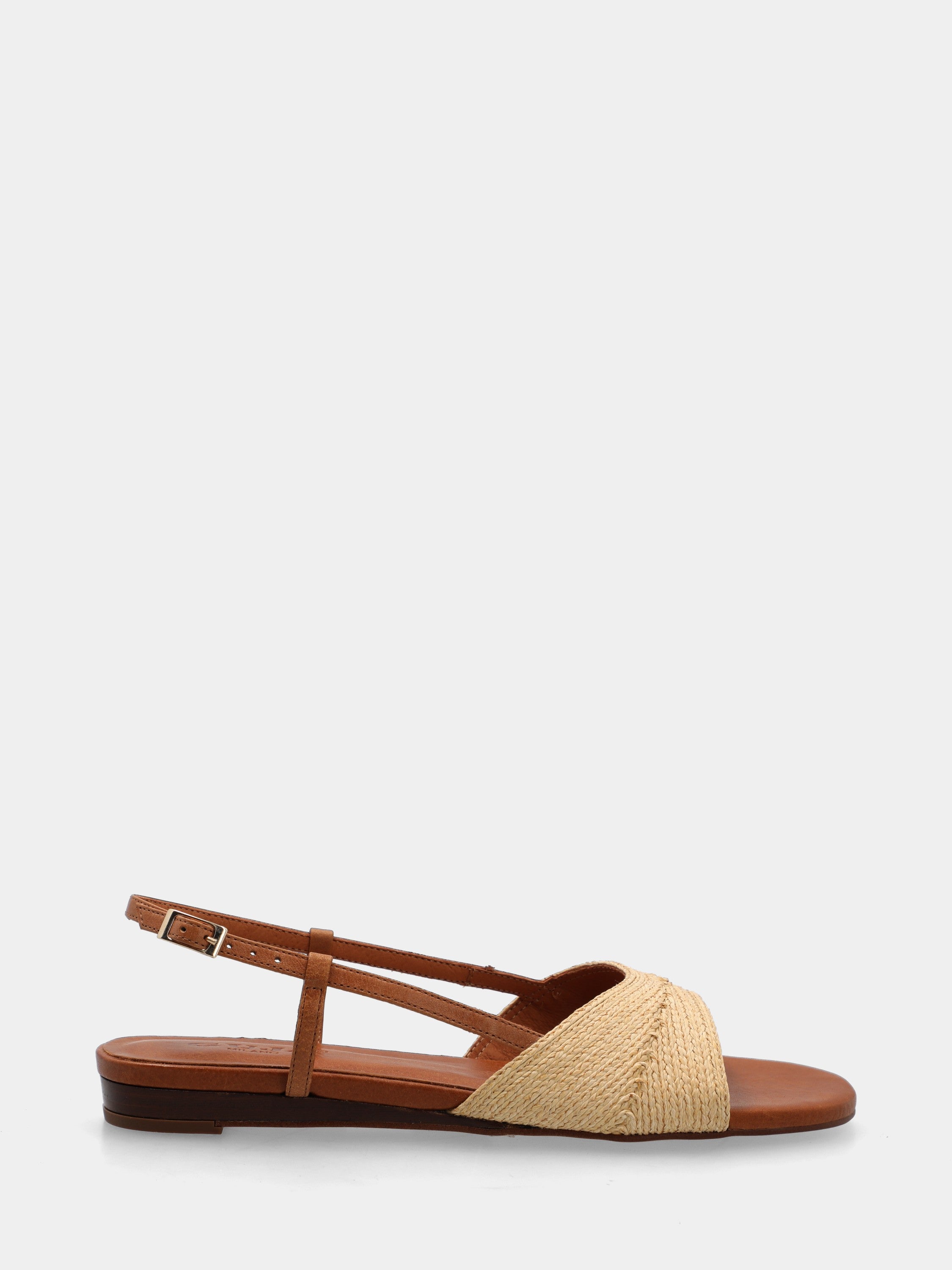 Sandalen aus beiger Raffia mit Keilabsatz und geflochtenem Riemen