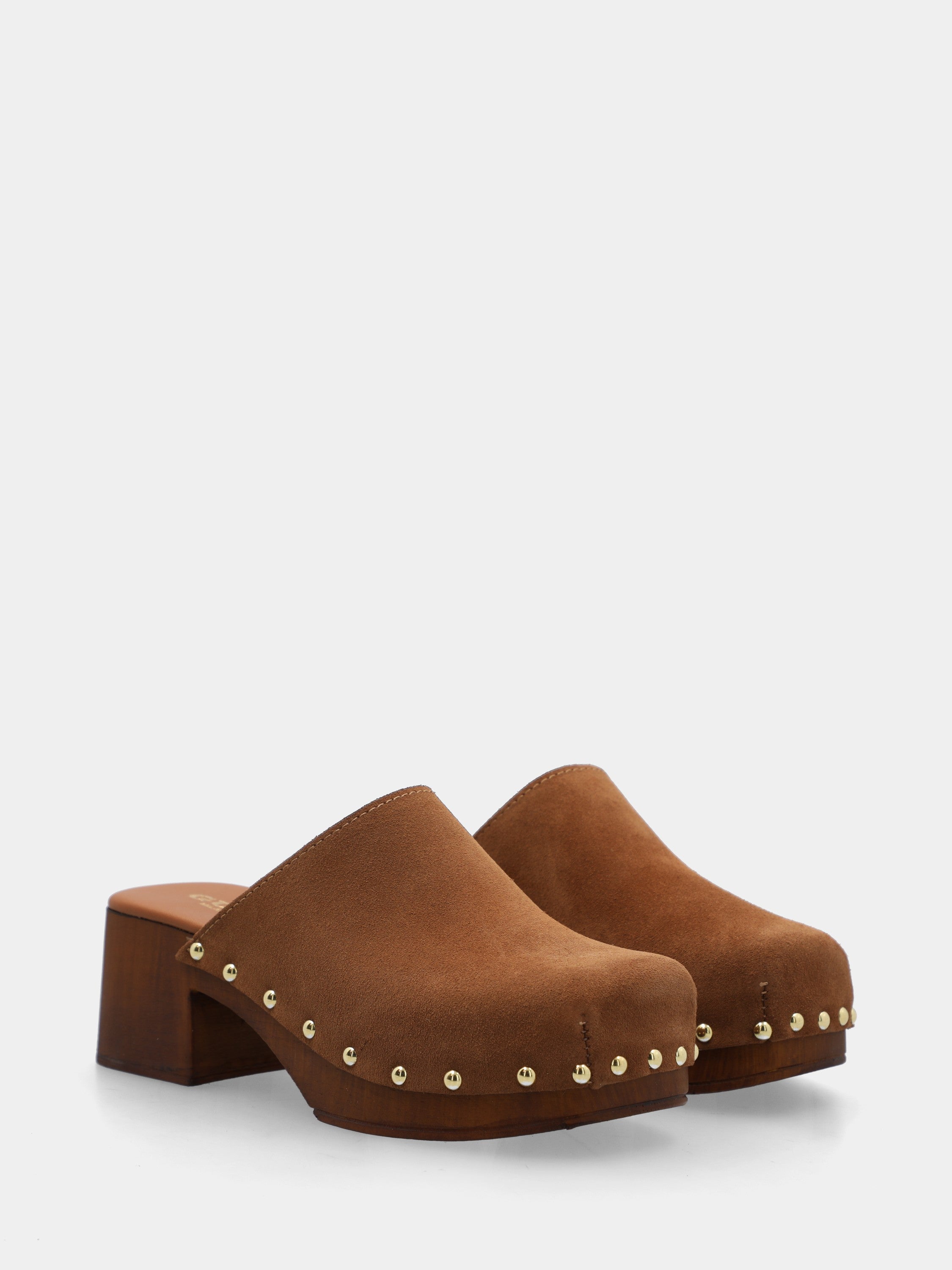 Sabot in velour cuoio con pianta chiodata