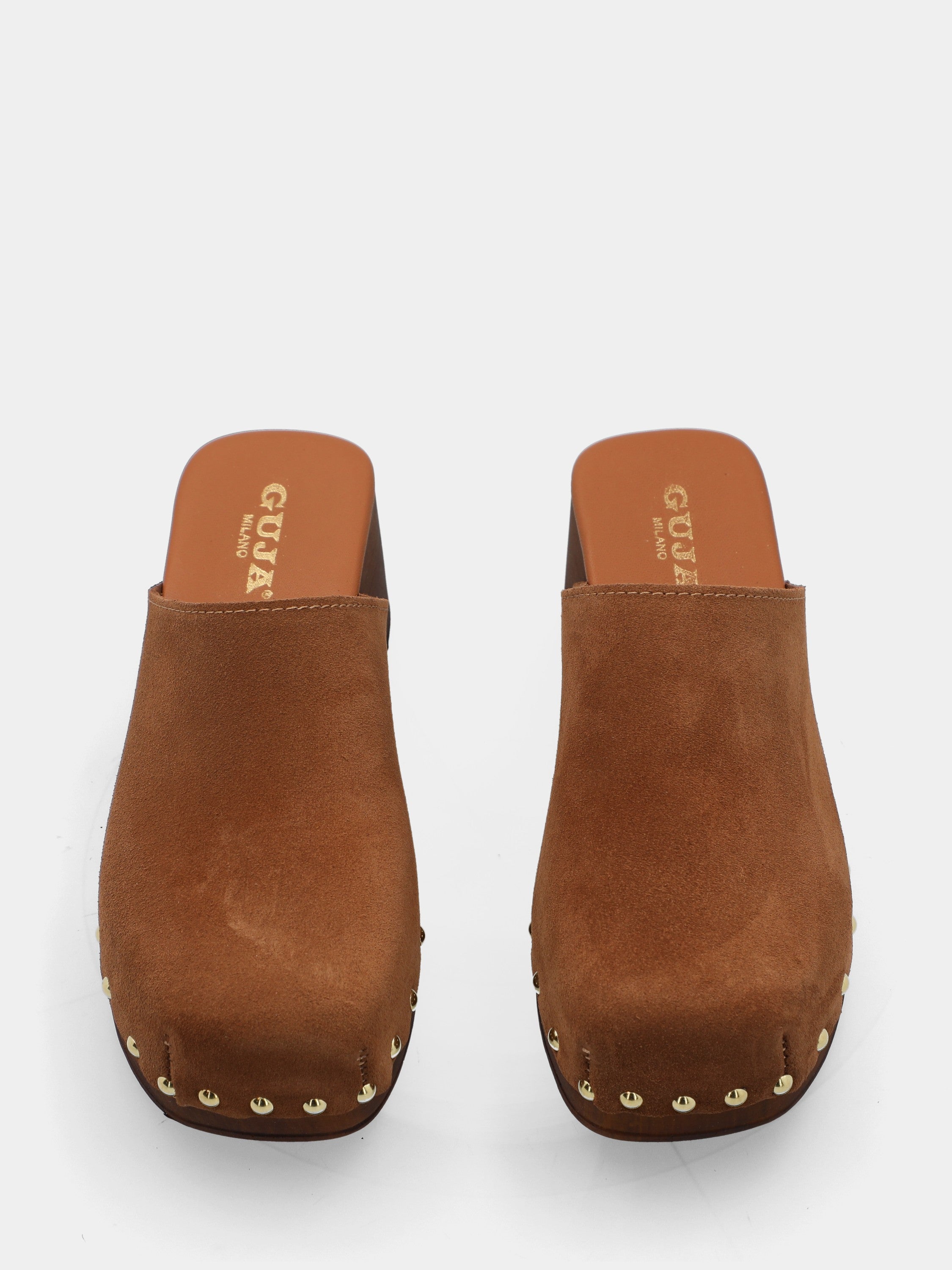 Sabot in velour cuoio con pianta chiodata