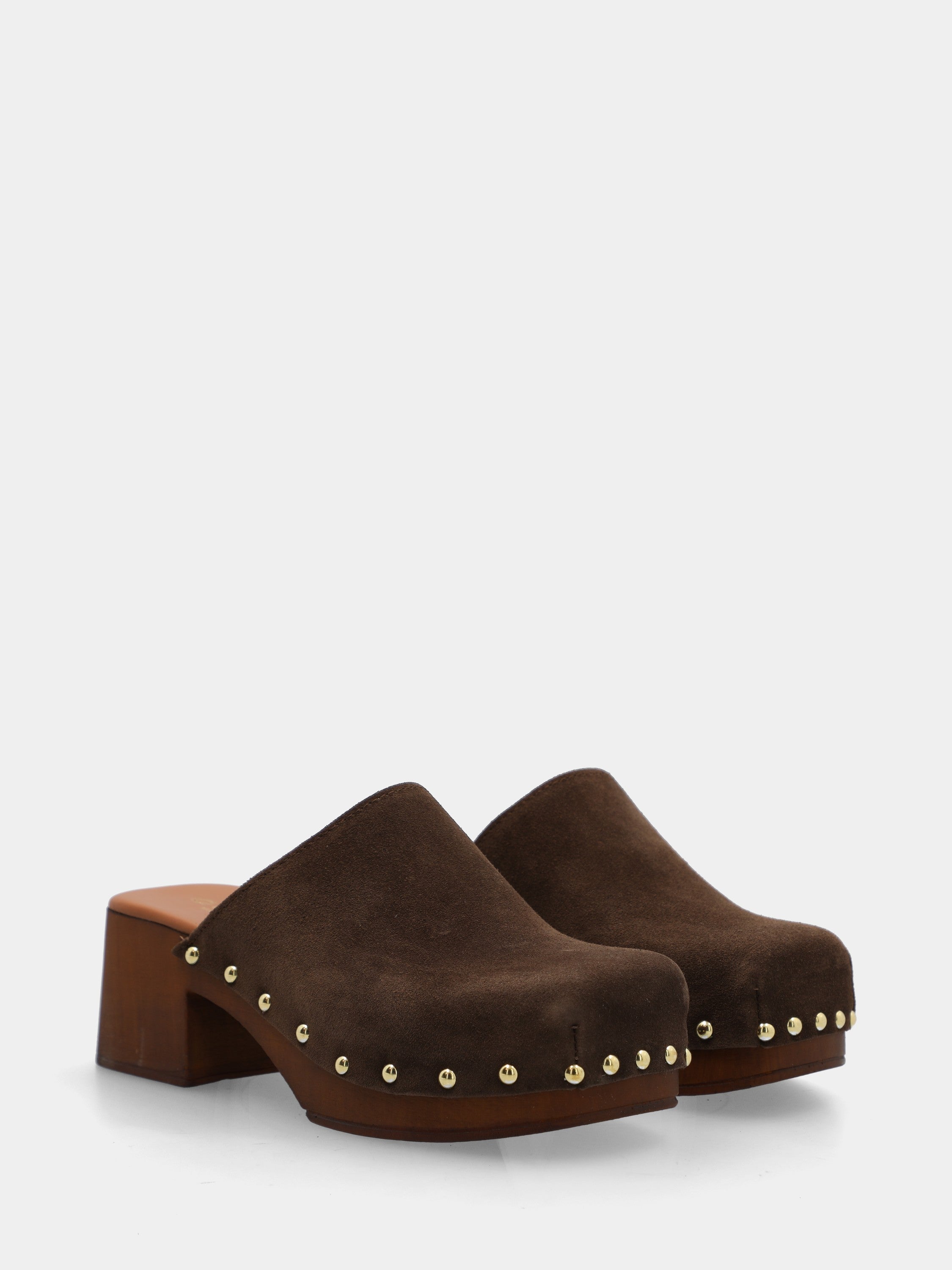 Sabot in velour testa di moro con pianta chiodata
