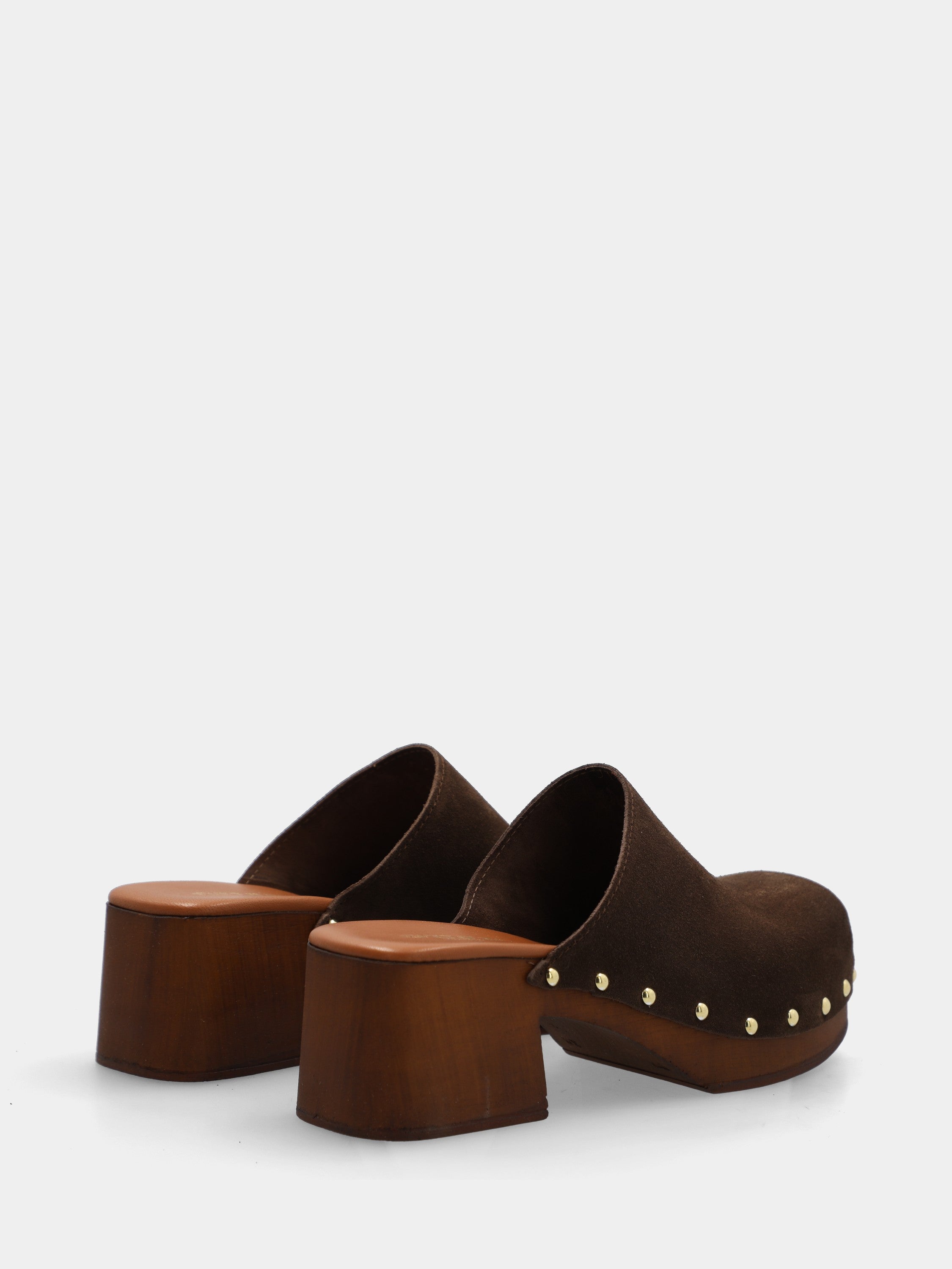 Sabot in velour testa di moro con pianta chiodata
