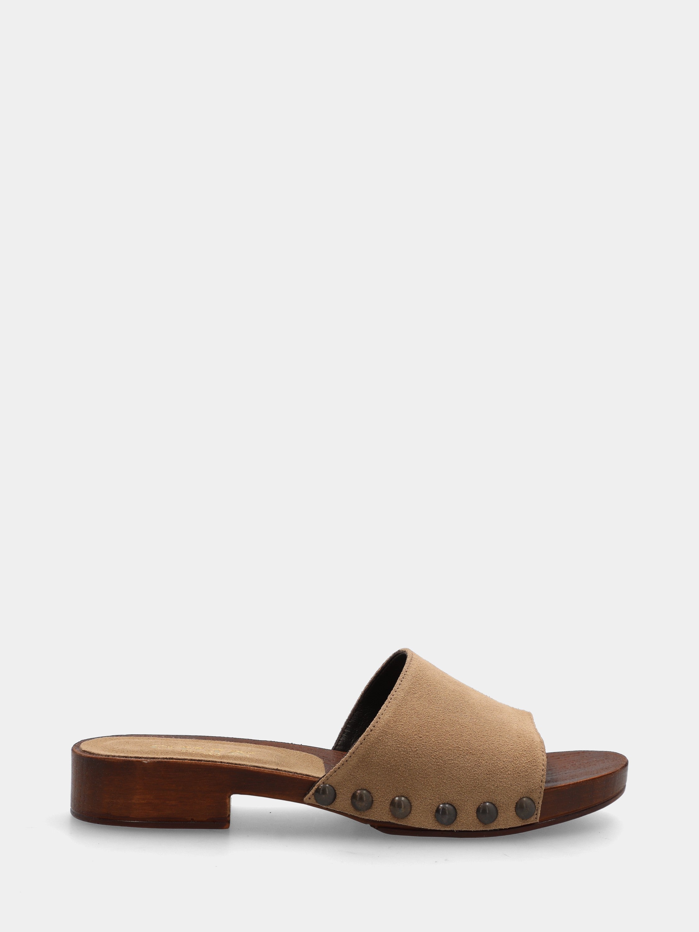 Sabot in velour talpa con fascia chiodata